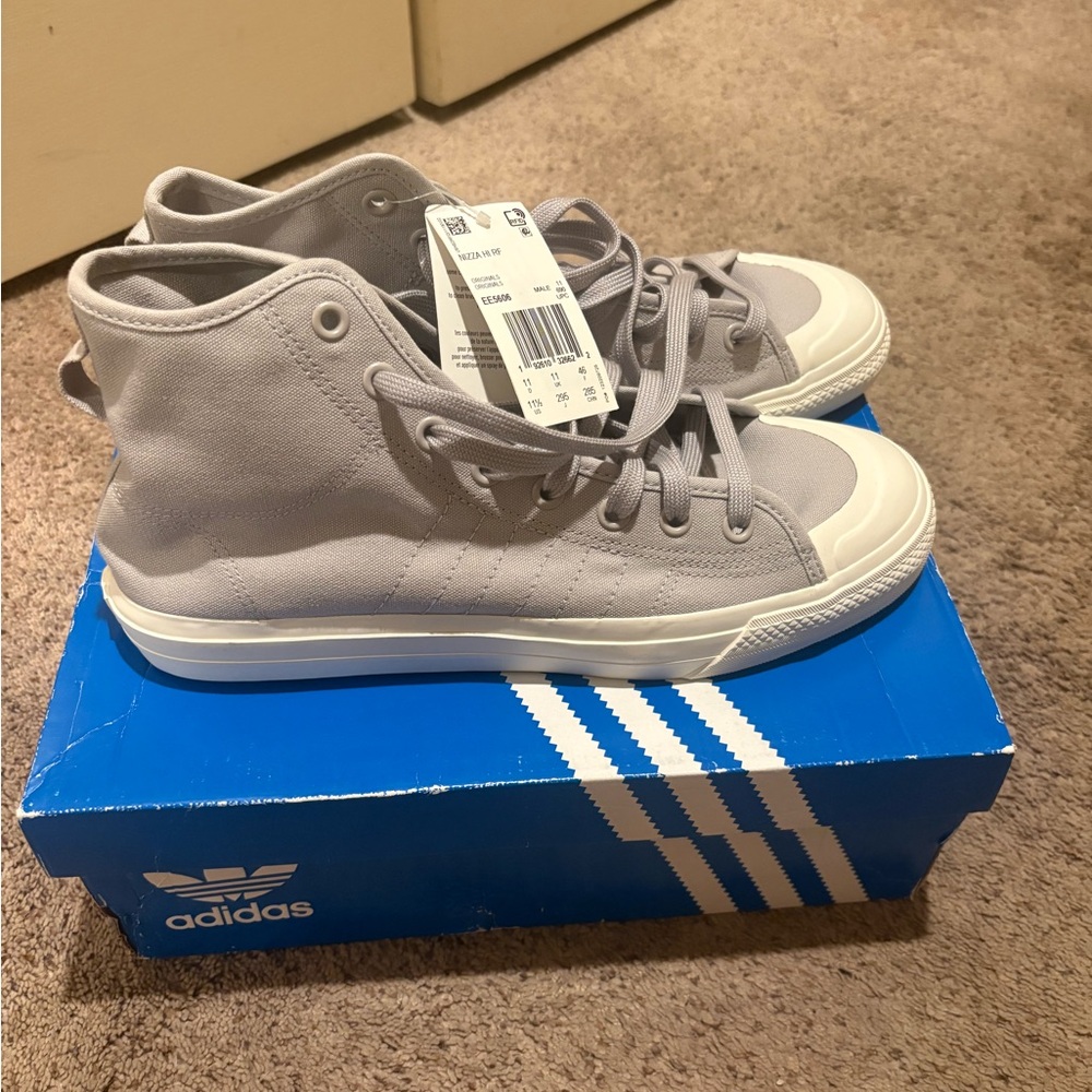 Adidas Light Gray Canvas High-Tops